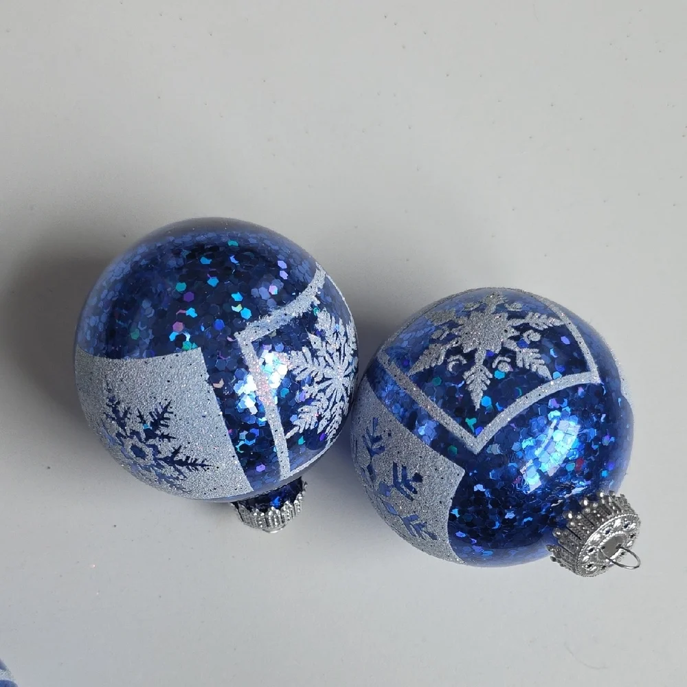 Blue Glitter Snowflake Ornaments - Krebs